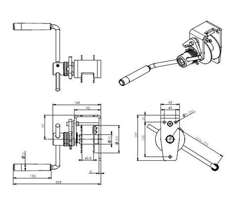 Gebuwin Spur Gear Hand Winch TL150 drawing