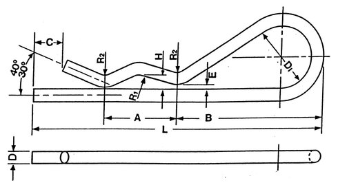 Spring Pins type L measurements