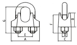 Wire Rope U-Bolt Clip POWERTEX drawing