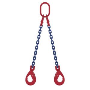 Two leg chain sling with Master Link assembly MC2 - integrated connector with a shortening hook Two leg chain sling with MC2 masterlink and SLC safety hook