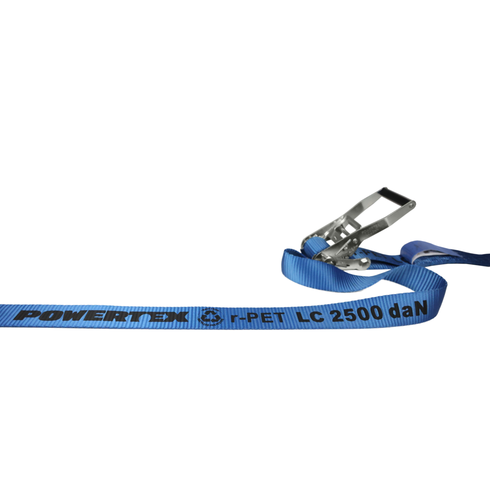 Web Lashing POWERTEX Trucker r-PET with marking on webbing