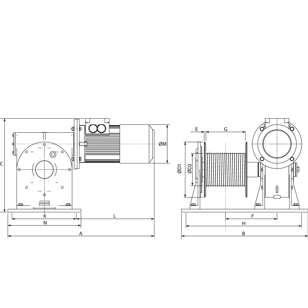 Elektrische Hub-/Zugwinde REMA EHL Technische Zeichung 2300031TEK