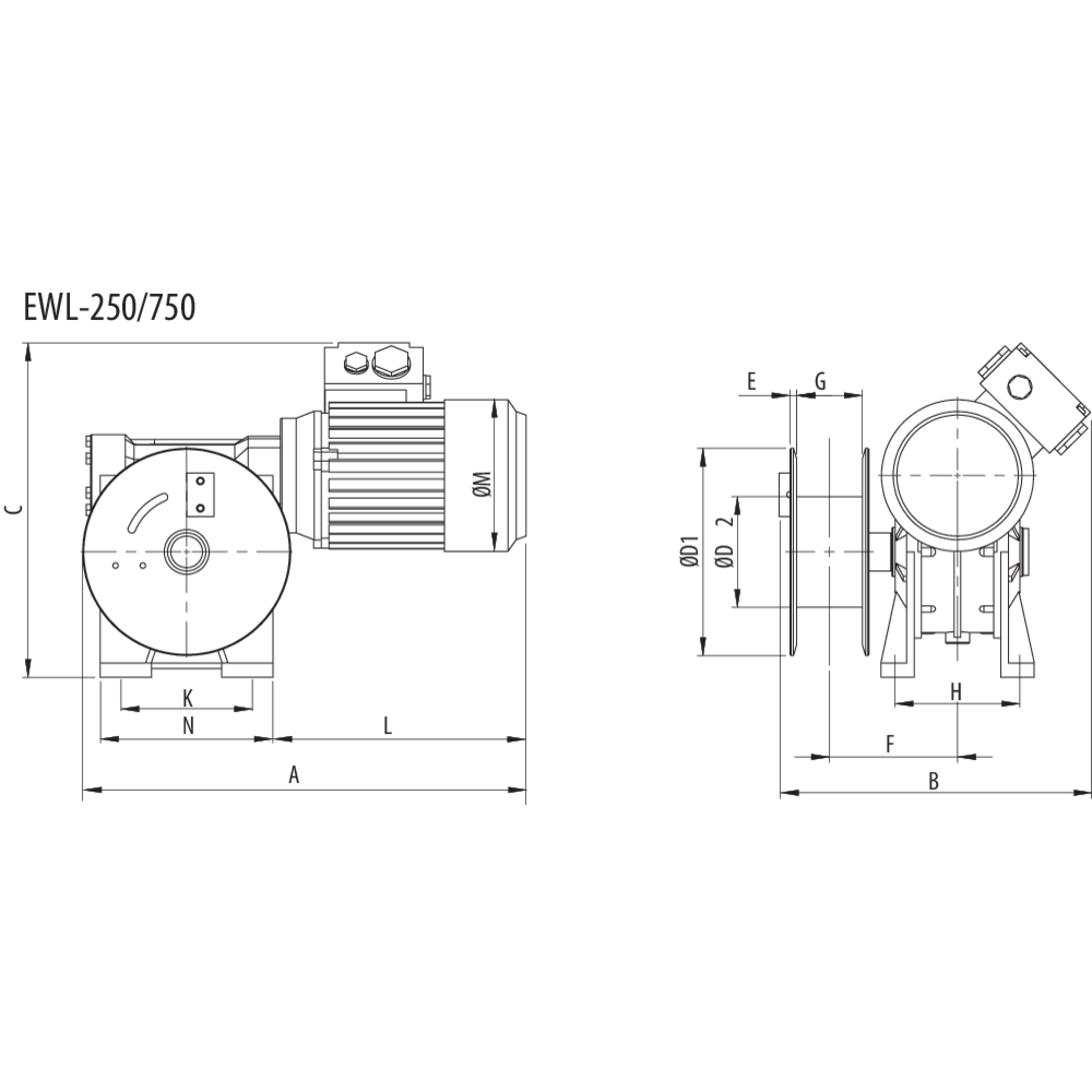 EWL electric worm gear winches (NOT FOR LIFTING)