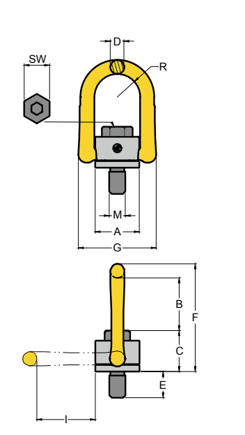 Swivel Hoist Ring Yoke 8-231 drawing