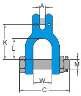 Clevis Shackle X-066, painted grade 100 measurements 1